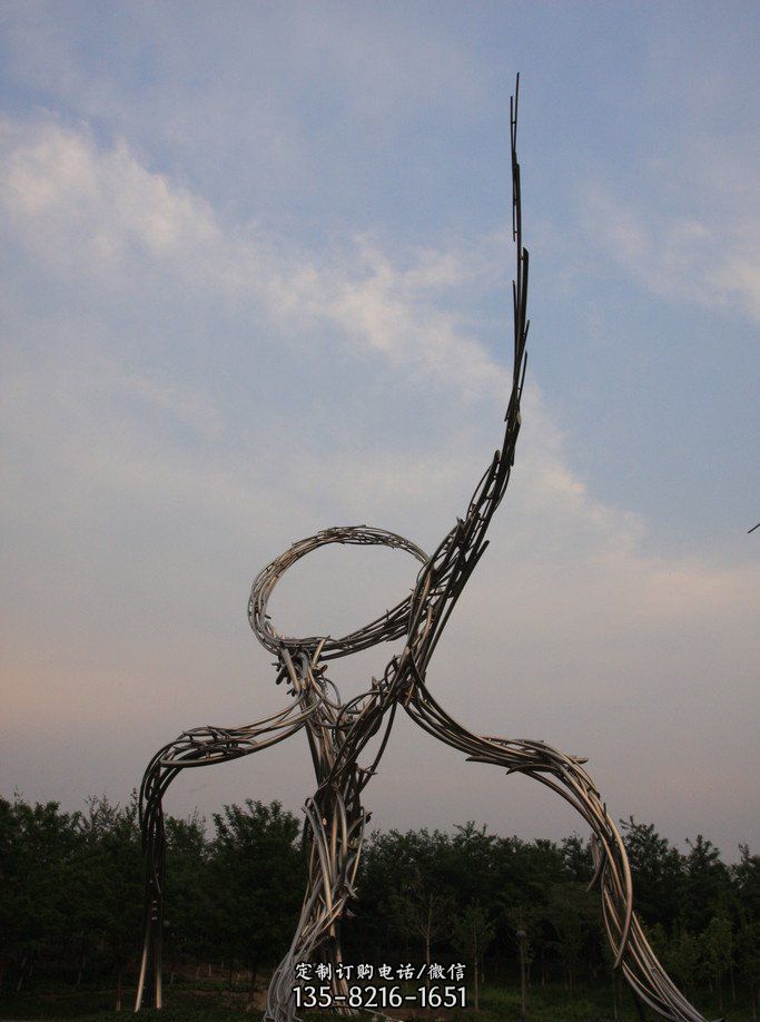 抽象柳树枝条公园不锈钢雕塑