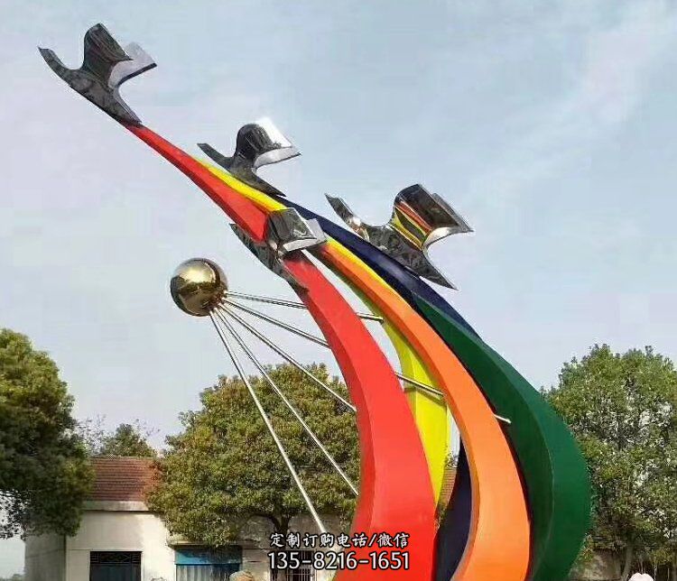 抽象和平鸽和太阳校园不锈钢雕塑 抽象和平鸽和太阳校园不锈钢雕塑