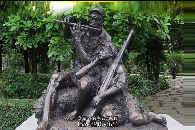 吹笛子的红军战士公园人物铜雕龙8官网