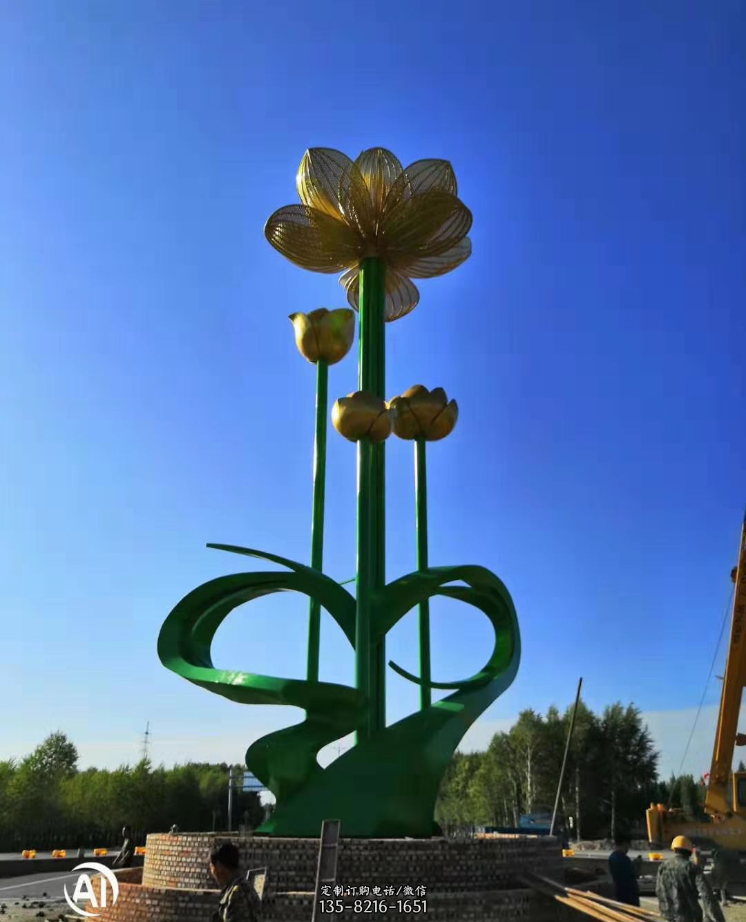 大型企业广场彩色不锈钢花朵绽放雕塑 大型企业广场彩色不锈钢花朵绽放雕塑