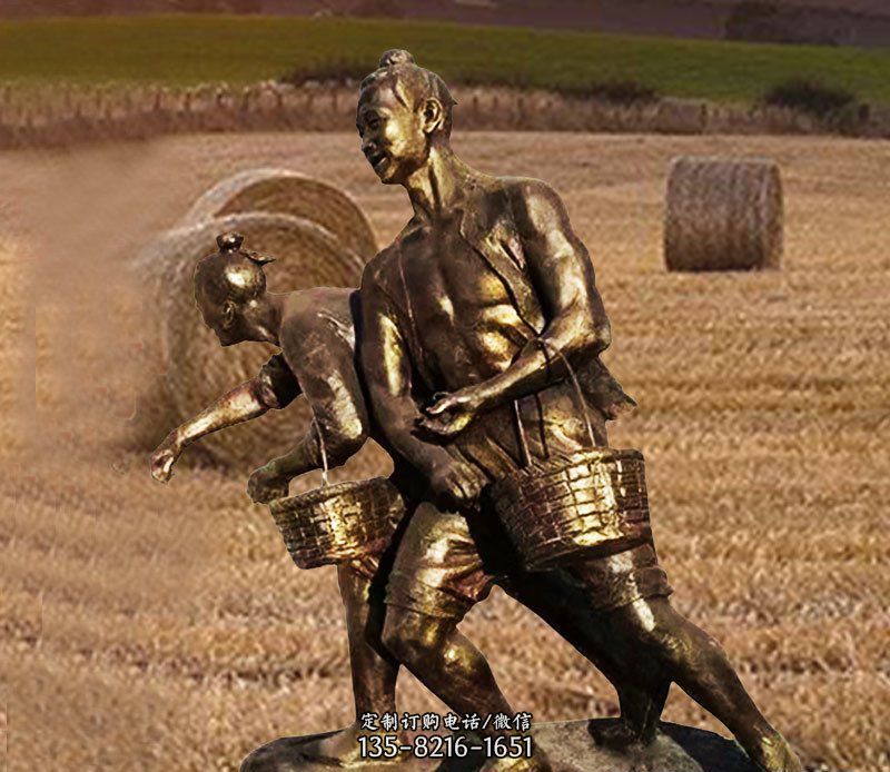 播撒種子的人物干活的農民銅雕