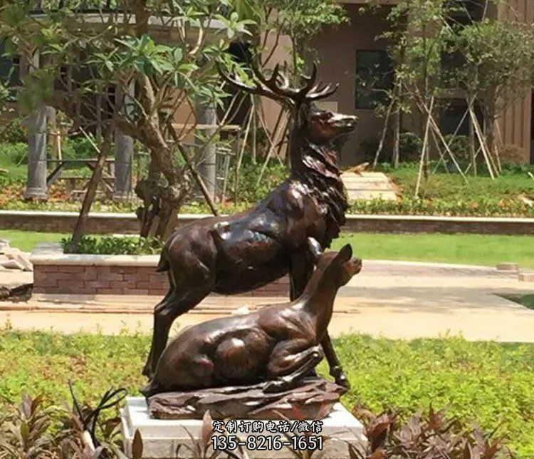 铜雕园林梅花鹿雕塑摆件