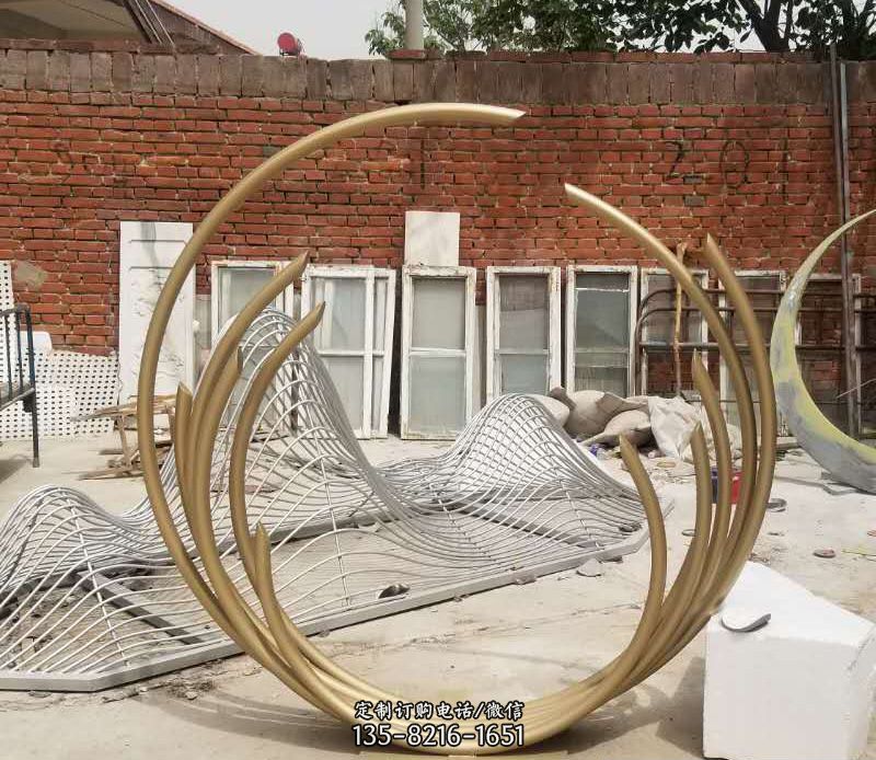 园林抽象不锈钢圆环雕塑 园林抽象不锈钢圆环雕塑