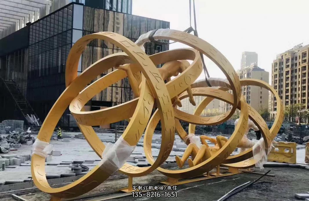 不锈钢音符运动人物雕塑 不锈钢音符运动人物雕塑