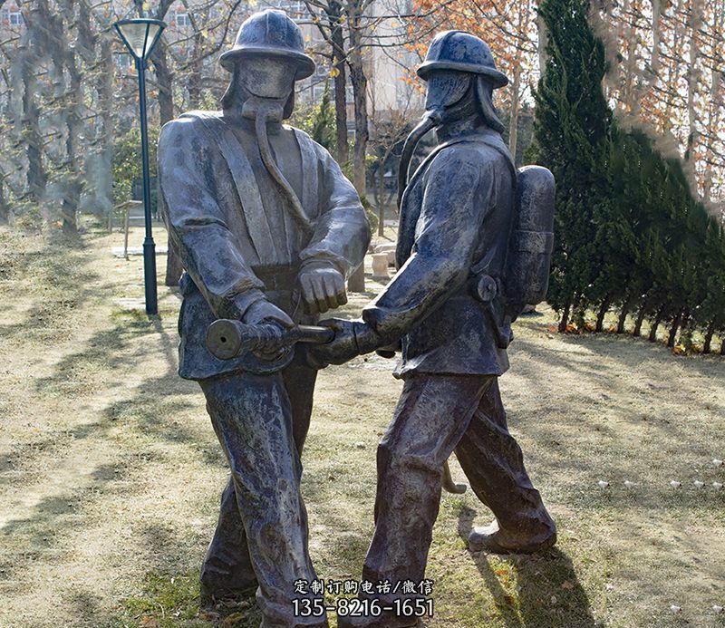 消防人物公园铜雕