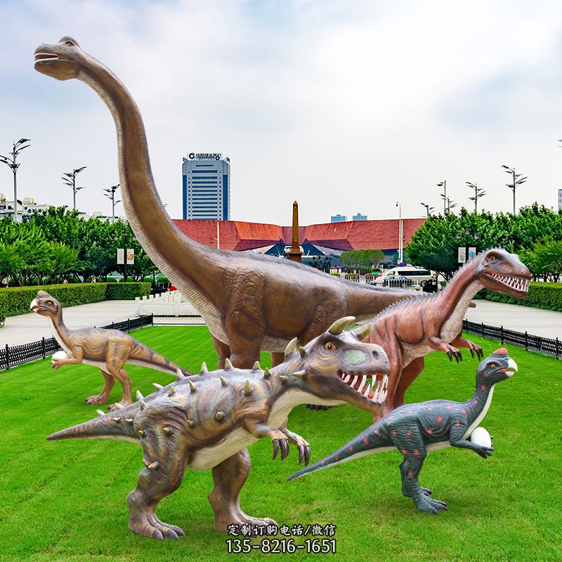 玻璃钢仿真恐龙-大型园林景观动物恐龙雕塑