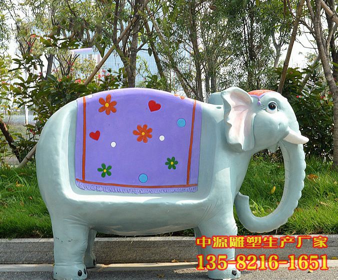 玻璃钢大象凳-幼儿游乐园创意动物座椅图片