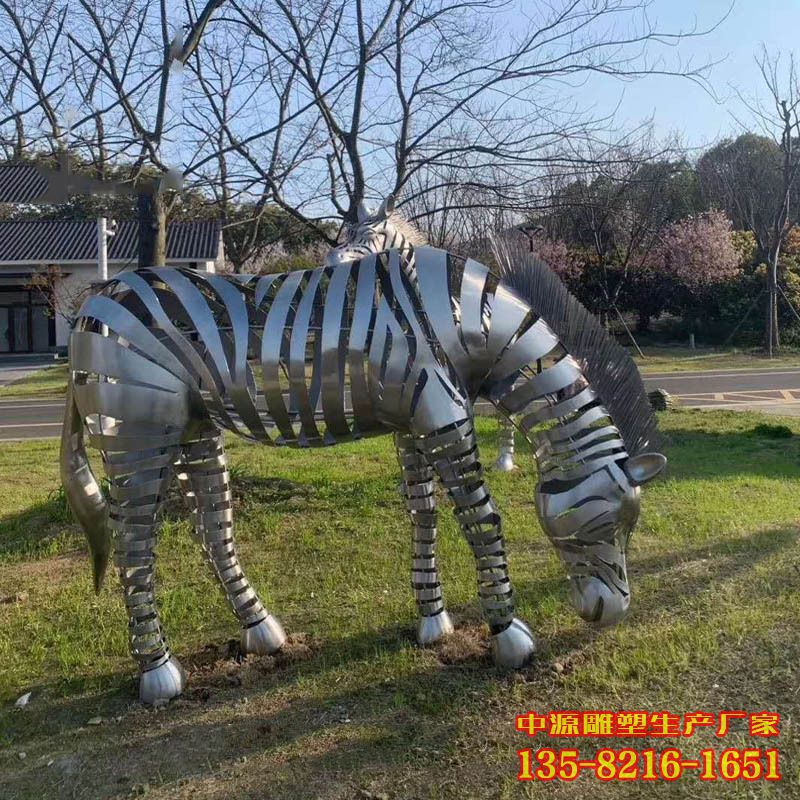 大型铁艺不锈钢飞马雕塑-公园草坪动物摆件