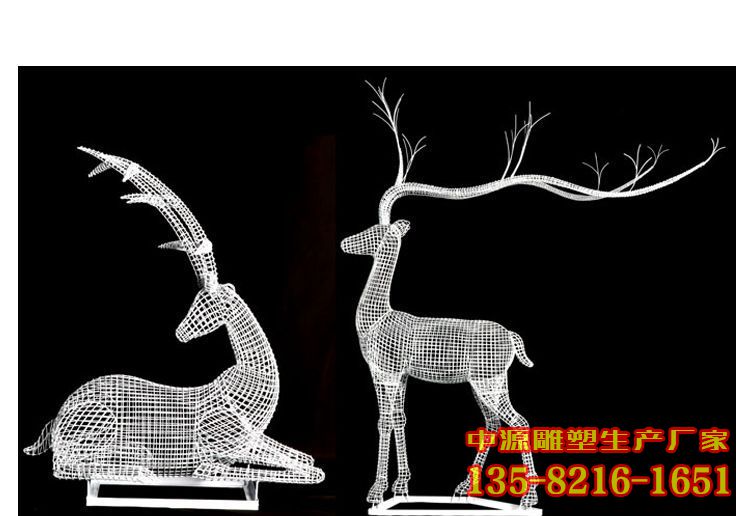 别墅不锈钢镂空鹿雕塑 别墅不锈钢镂空鹿雕塑