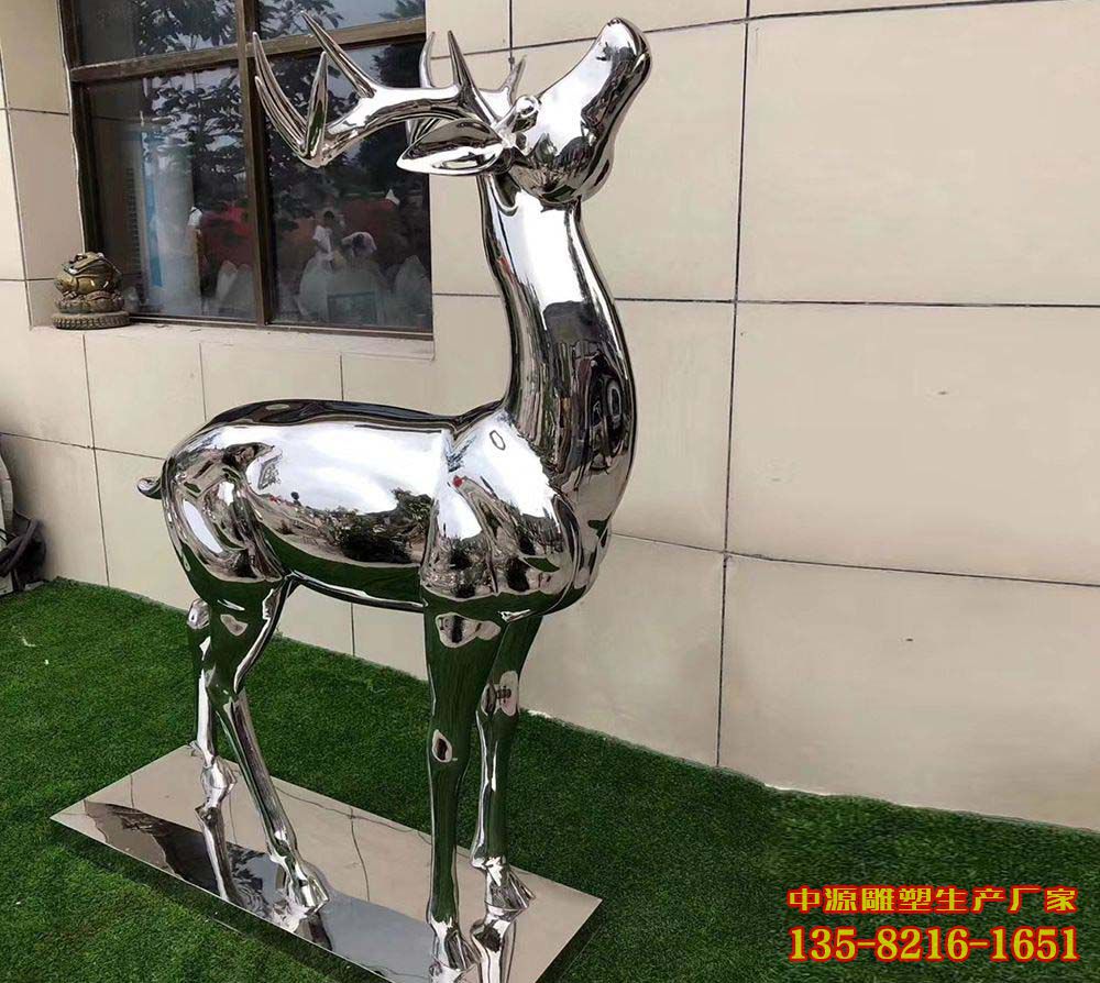 不锈钢别墅镜面小鹿雕塑 不锈钢别墅镜面小鹿雕塑