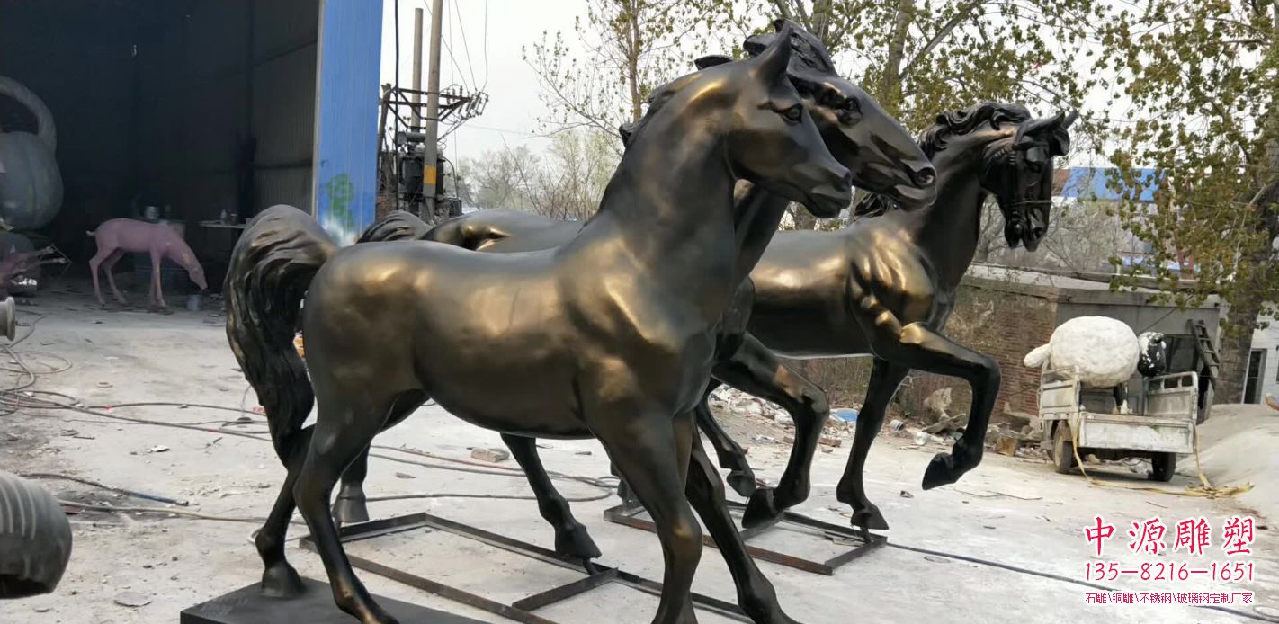 奔马动物铜雕12