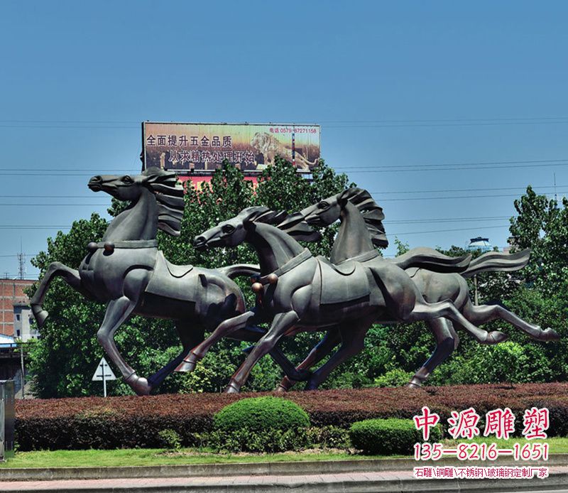 街边奔马铜雕塑 街边奔马铜雕塑