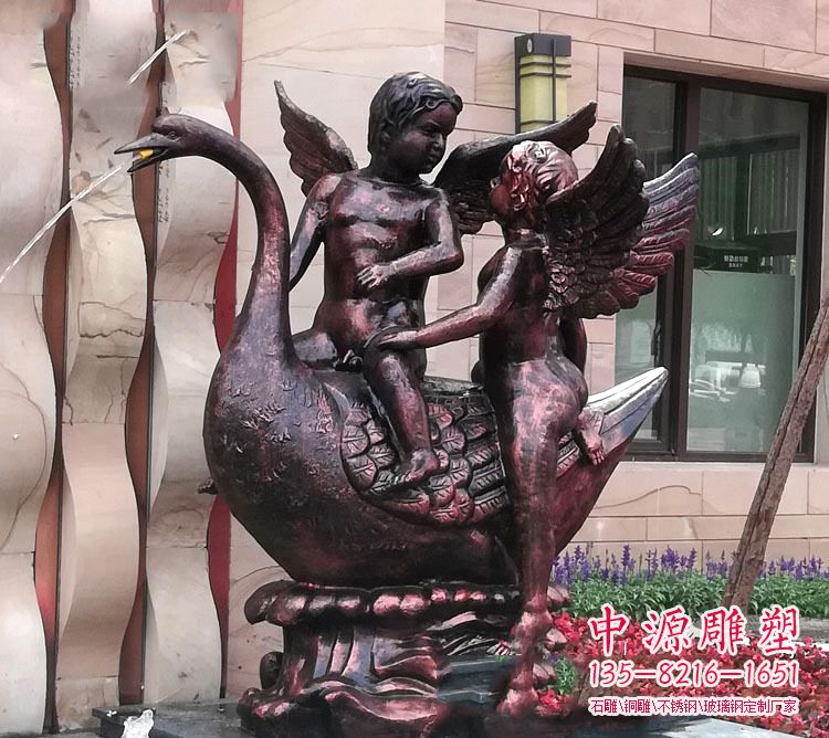 喷水天鹅、西方小天使-喷泉装饰雕塑 喷水天鹅、西方小天使-喷泉装饰雕塑