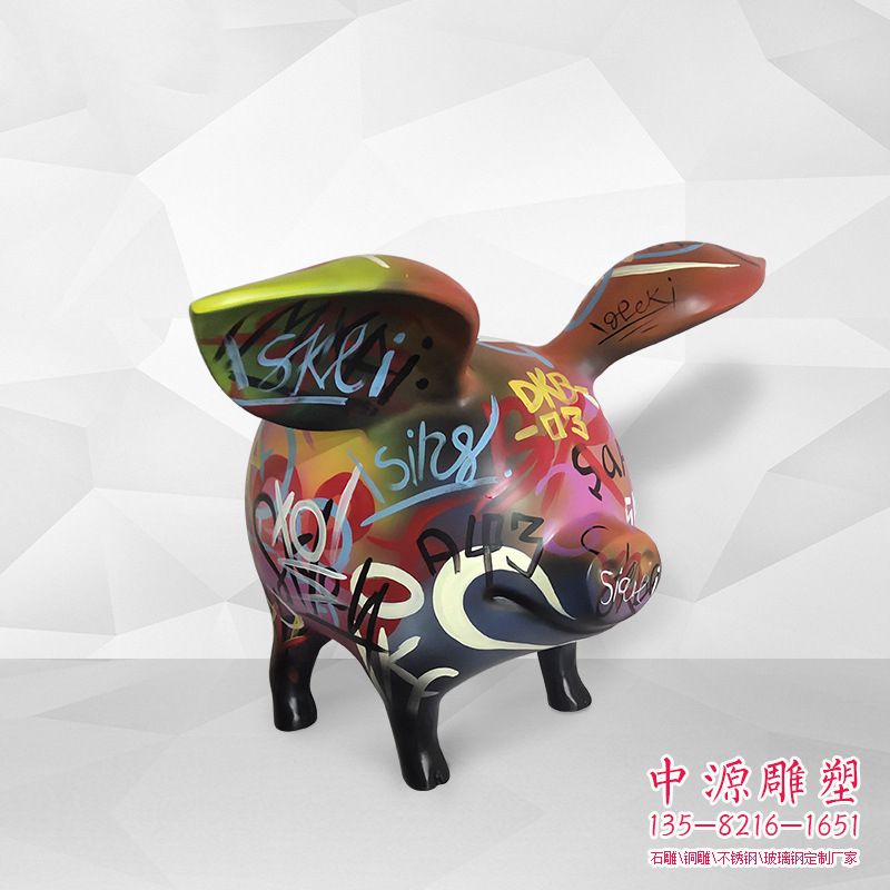 玻璃钢彩绘大耳朵飞猪雕塑 玻璃钢彩绘大耳朵飞猪雕塑