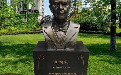 校园名人玻璃钢仿铜西方人物爱迪生雕塑