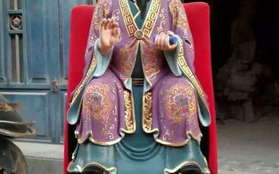 玻璃钢彩绘金辩大将军寺庙太岁雕塑