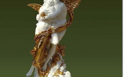 爱神别墅景观玻璃钢彩绘镀金雕塑