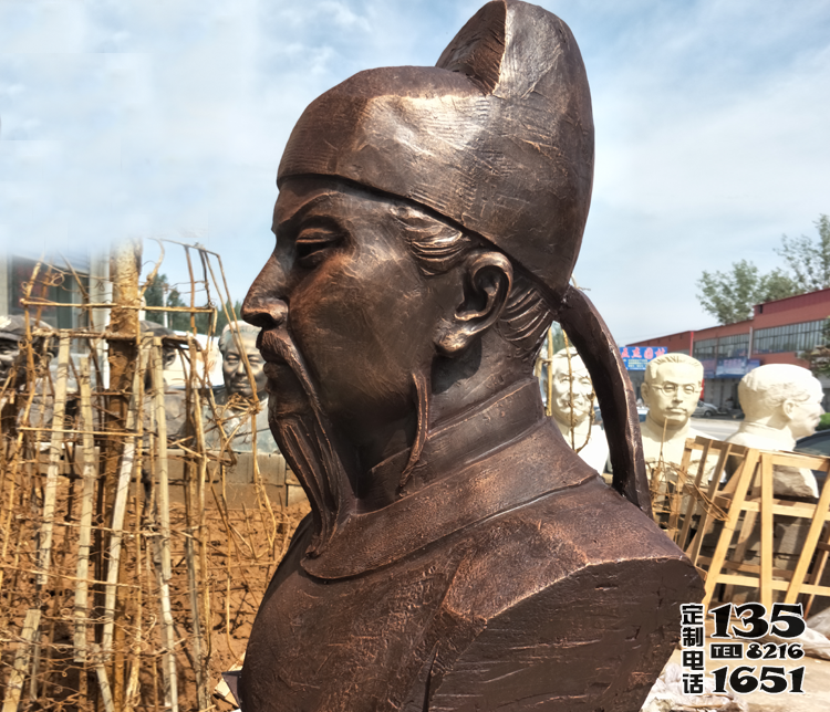 学校古代历史名人胸像玻璃钢仿铜李白雕塑 学校古代历史名人胸像玻璃钢仿铜李白雕塑