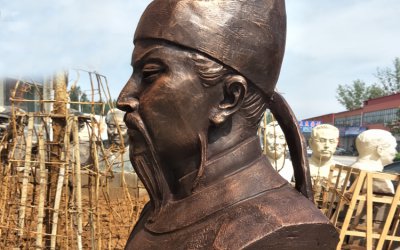 学校古代历史名人胸像玻璃钢仿铜李白雕塑