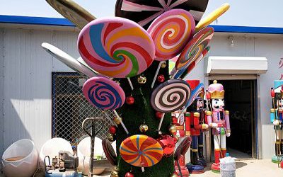 户外游乐场玻璃钢彩绘仿真棒棒糖雕塑