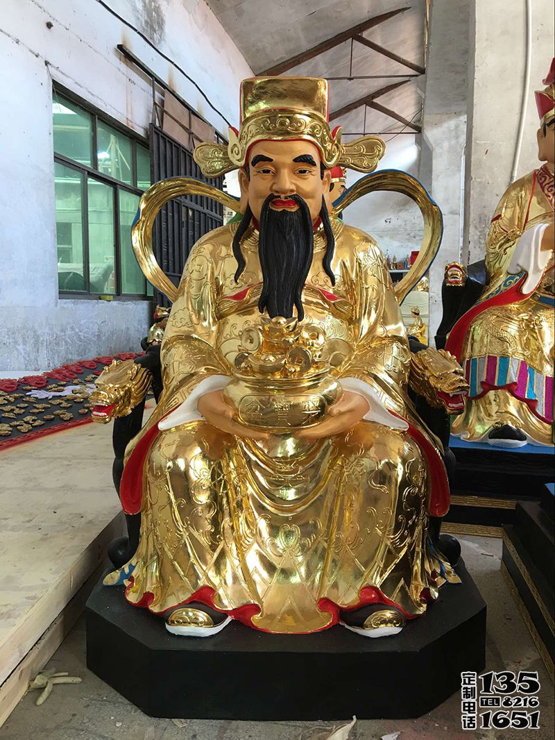 玻璃钢漆金财神坐像企业招财财神雕塑 玻璃钢漆金财神坐像企业招财财神雕塑