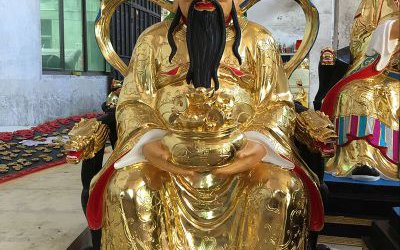 玻璃钢漆金财神坐像企业招财财神雕塑