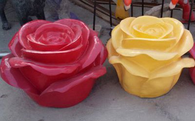 园林玻璃钢彩绘玫瑰花朵雕塑美陈摆件