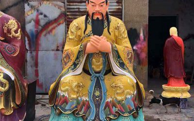 寺庙玻璃钢彩绘神佛东岳大帝雕塑