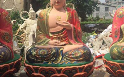 玻璃钢彩绘庙宇大型佛像五方佛雕塑