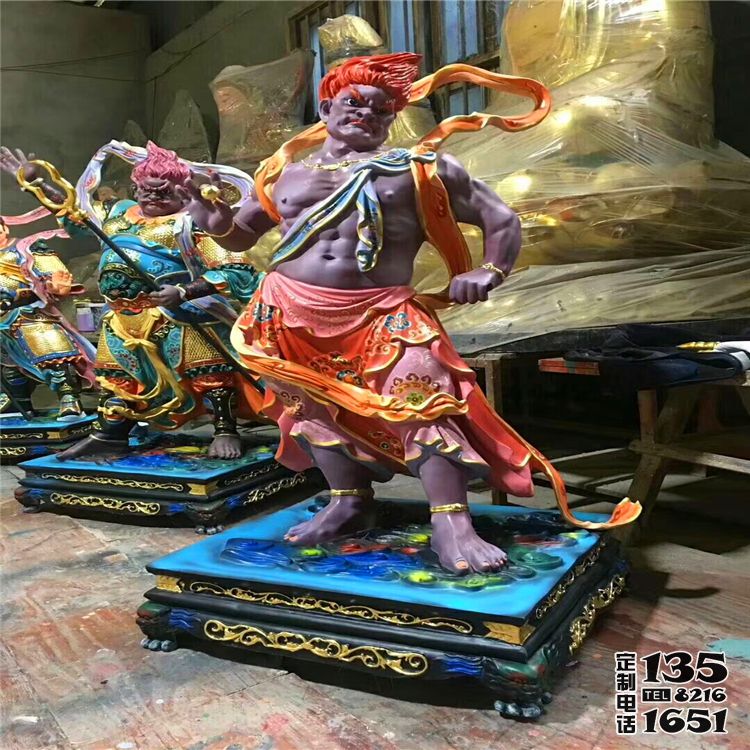 玻璃钢彩绘大型神话人物景观十二神将雕塑 玻璃钢彩绘大型神话人物景观十二神将雕塑