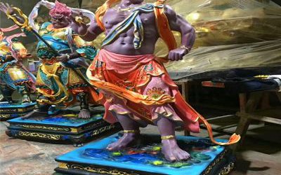 玻璃钢彩绘大型神话人物景观十二神将雕塑