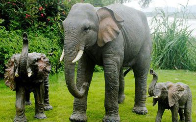 公园草坪玻璃钢大型仿真动物大象雕塑