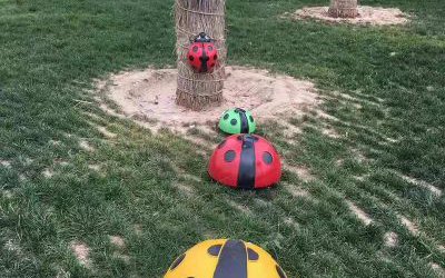 公园里摆放的爬行的玻璃钢彩绘瓢虫雕塑