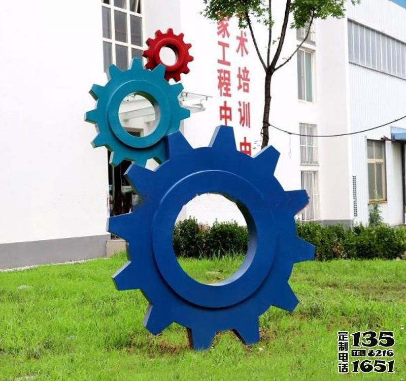 学校创意玻璃钢铸造齿轮雕塑
