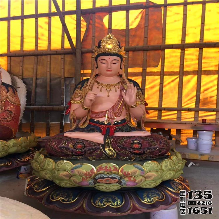 景区玻璃钢大型景观彩绘三圣佛雕塑 景区玻璃钢大型景观彩绘三圣佛雕塑