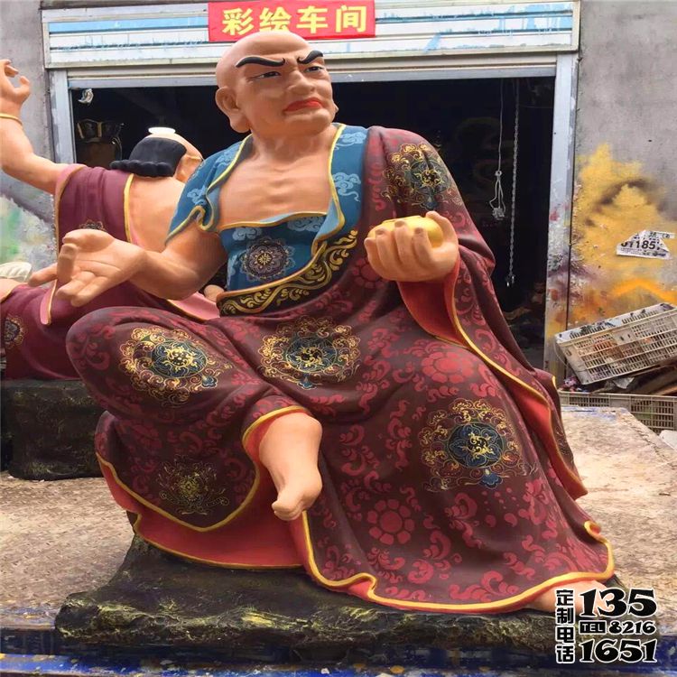宗教庙宇玻璃钢彩绘大型景观十八罗汉雕塑 宗教庙宇玻璃钢彩绘大型景观十八罗汉雕塑