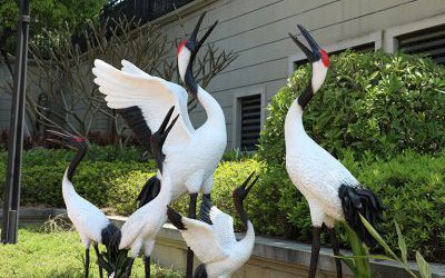 玻璃钢仿真动物园林景观仙鹤雕塑