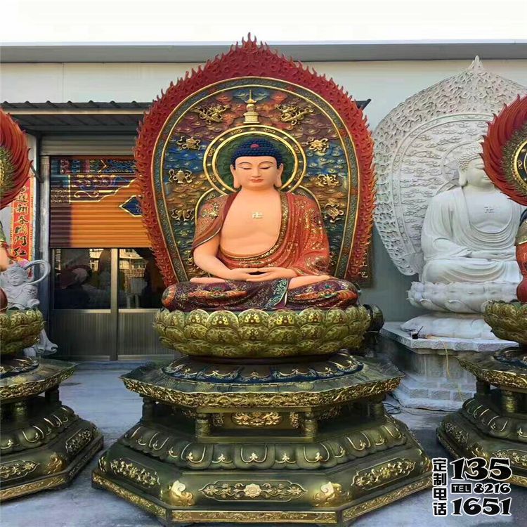 寺庙供奉玻璃钢彩绘三圣雕塑