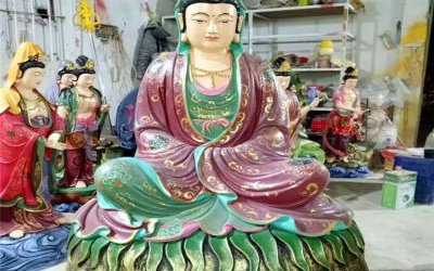 玻璃钢彩绘景区大型供奉佛像观音雕塑