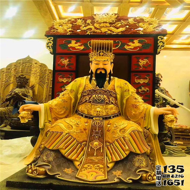 寺庙景观玻璃钢彩绘东岳大帝雕塑 寺庙景观玻璃钢彩绘东岳大帝雕塑