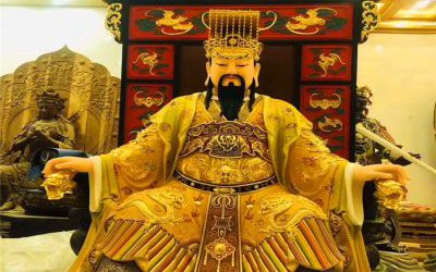 寺庙景观玻璃钢彩绘东岳大帝雕塑