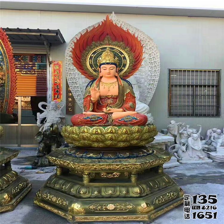 宗教庙宇玻璃钢彩绘三圣雕塑 宗教庙宇玻璃钢彩绘三圣雕塑