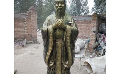 学校古代名人至圣先师孔子玻璃钢仿铜雕