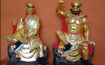 玻璃钢彩绘大型景观十八罗汉雕塑