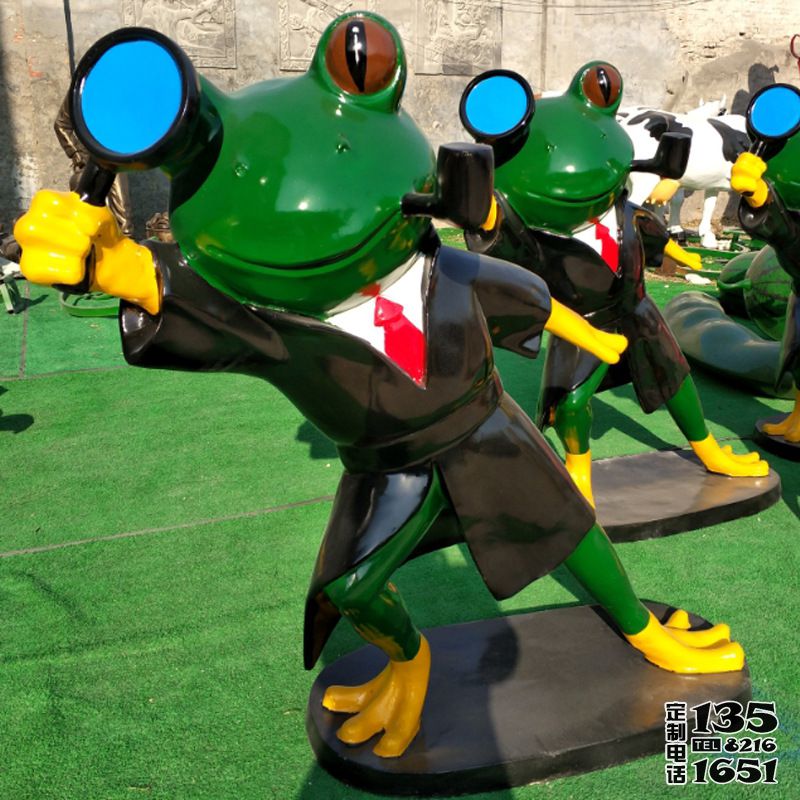 游乐场多个跳舞的卡通玻璃钢青蛙雕塑