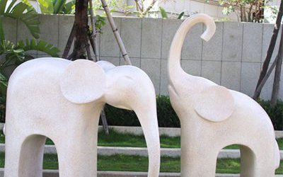公园景区玻璃钢抽象大象雕塑