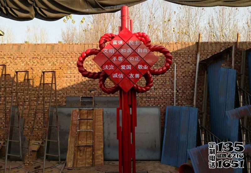 公园中国结玻璃钢创意价值观雕塑 公园中国结玻璃钢创意价值观雕塑