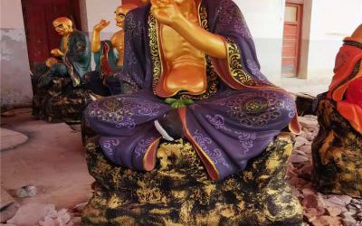 玻璃钢彩绘景区寺庙十八罗汉雕塑