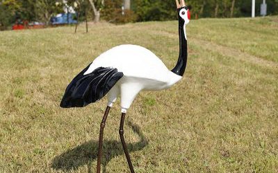 户外草坪仿真动物玻璃钢仙鹤雕塑