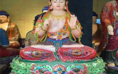 玻璃钢彩绘寺庙景区观音菩萨雕塑